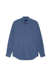 Slim Fit Overdye Poplin Shirt With Open Collar